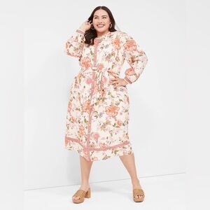 Lane Bryant 
Long-Sleeve Belted Midi Shirt Overpiece Dress size 18